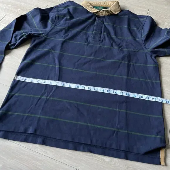 J Crew Rugby Shirt With Corduroy Collar Mens Large Blue Striped - Picture 7 of 11